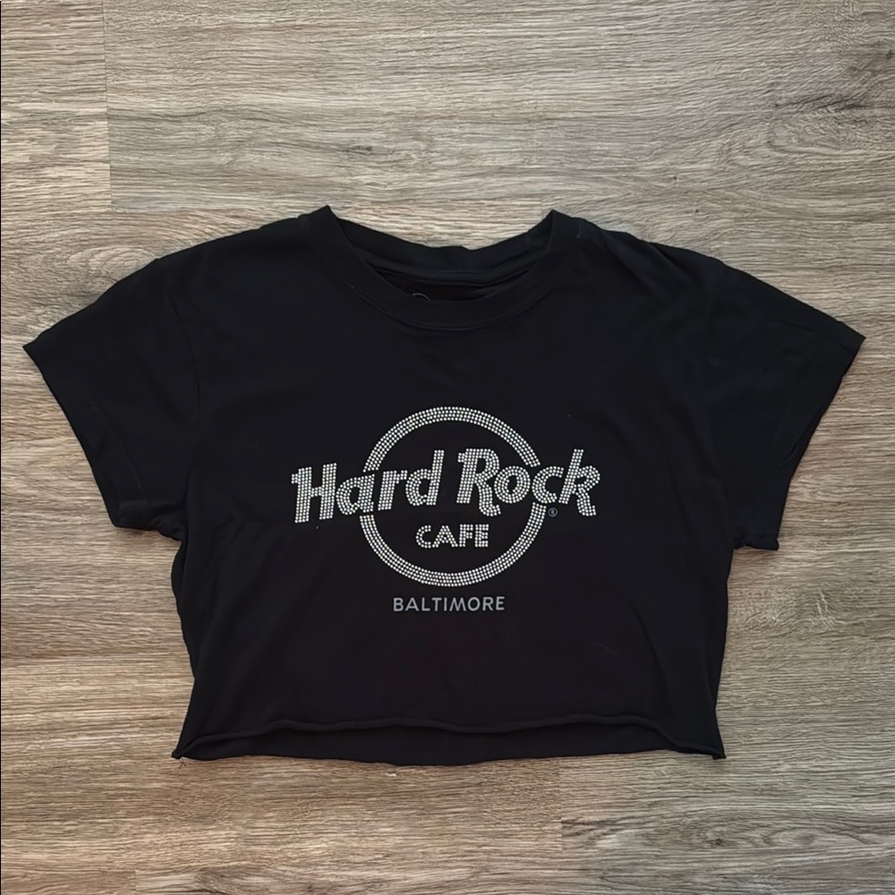 Hard Rock Cafe Black Crop T-Shirt Short Sleeve